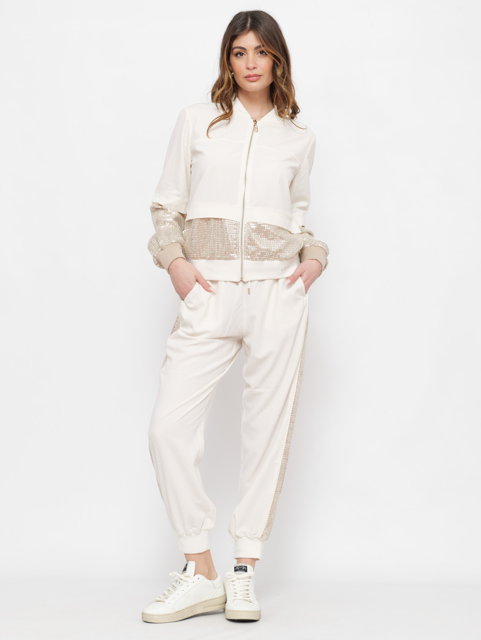 ジャケット LIU JO Woman Jacket Beige TA5260TS423 M9185 Giacca Leggera Paillettes - Glam City Look LIU JO